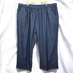 Woman Within Jeans Women 34WP Blue Pull On Elastic Waist Classic Fit Cropped